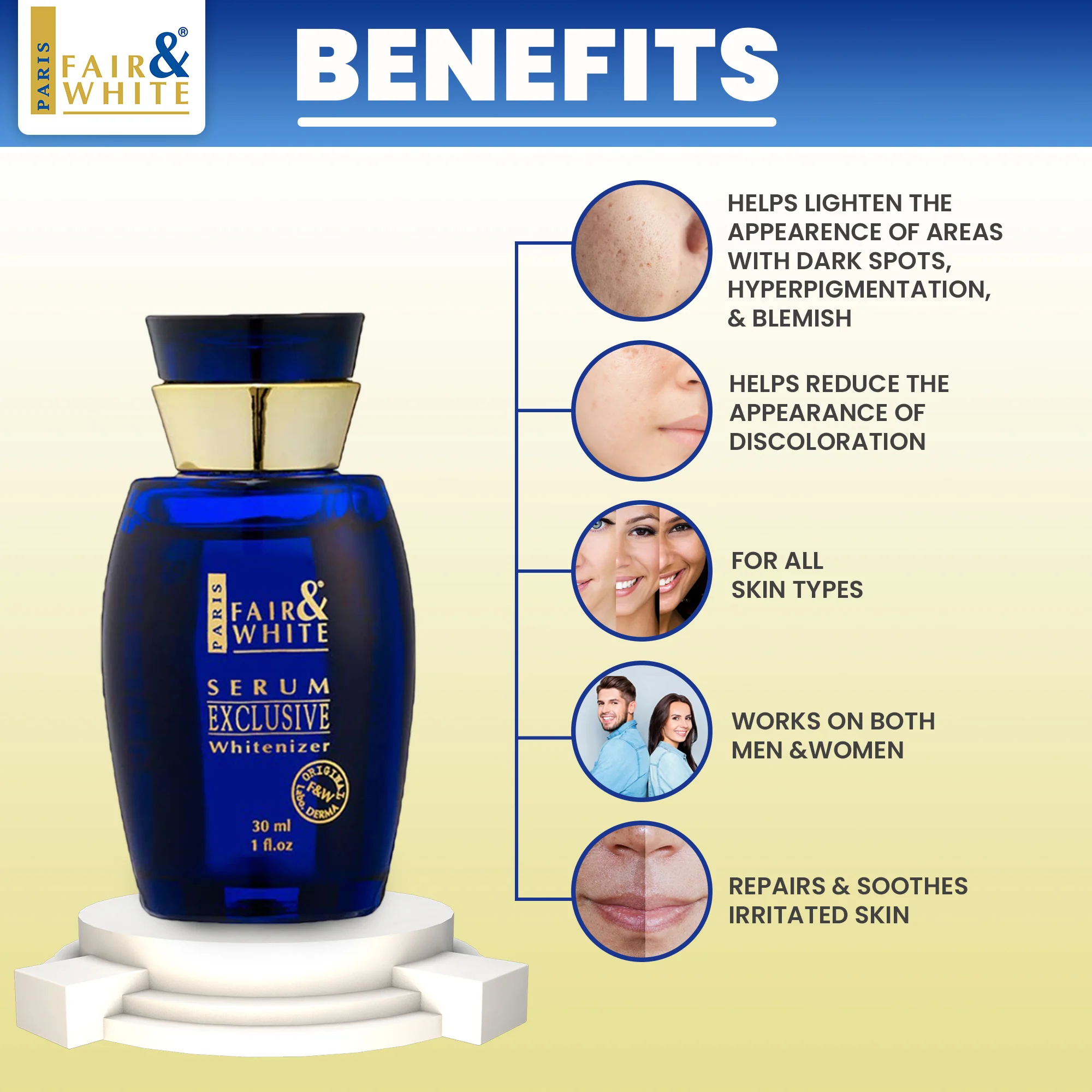 Fair & White Exclusive Whitenizer Serum NHQ - 30ml / 1 fl oz - Image 3