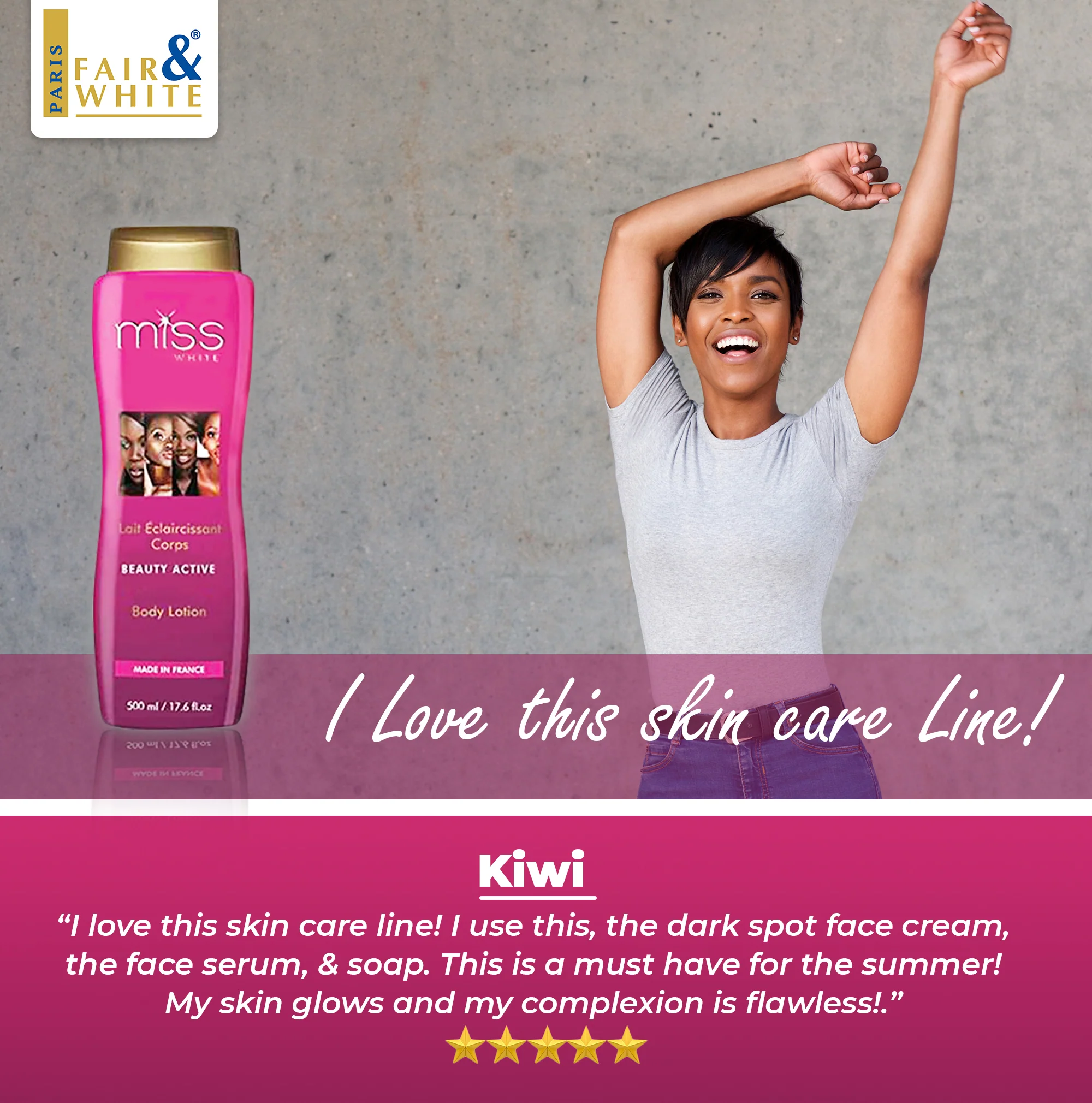 Fair & White Miss White Body Lotion 500ml - Image 8