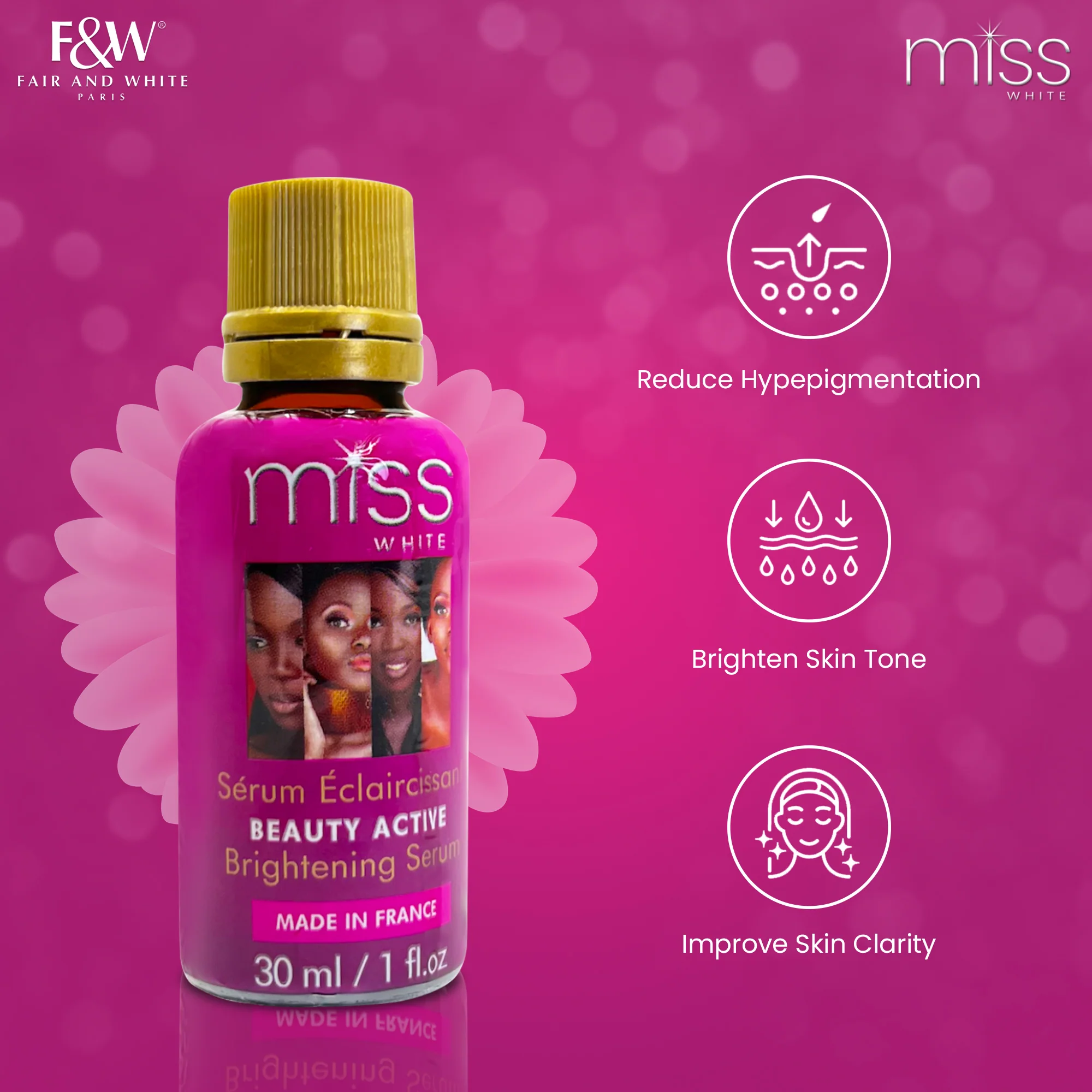 Fair & White Miss White Beauty Active Brightening Serum - Shining Skin - 30ml / 1.01 fl oz - Image 5