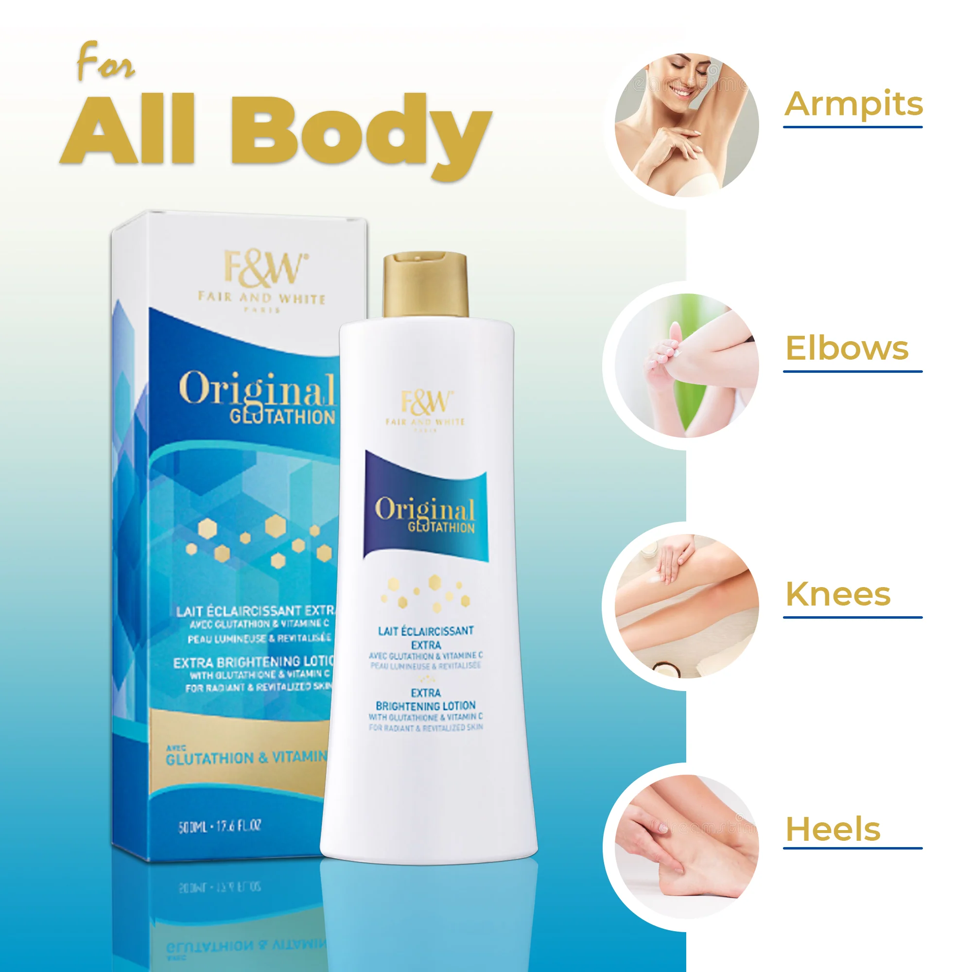 Fair & White Glutathion Extra Brightening Body Lotion 500ml - Image 6