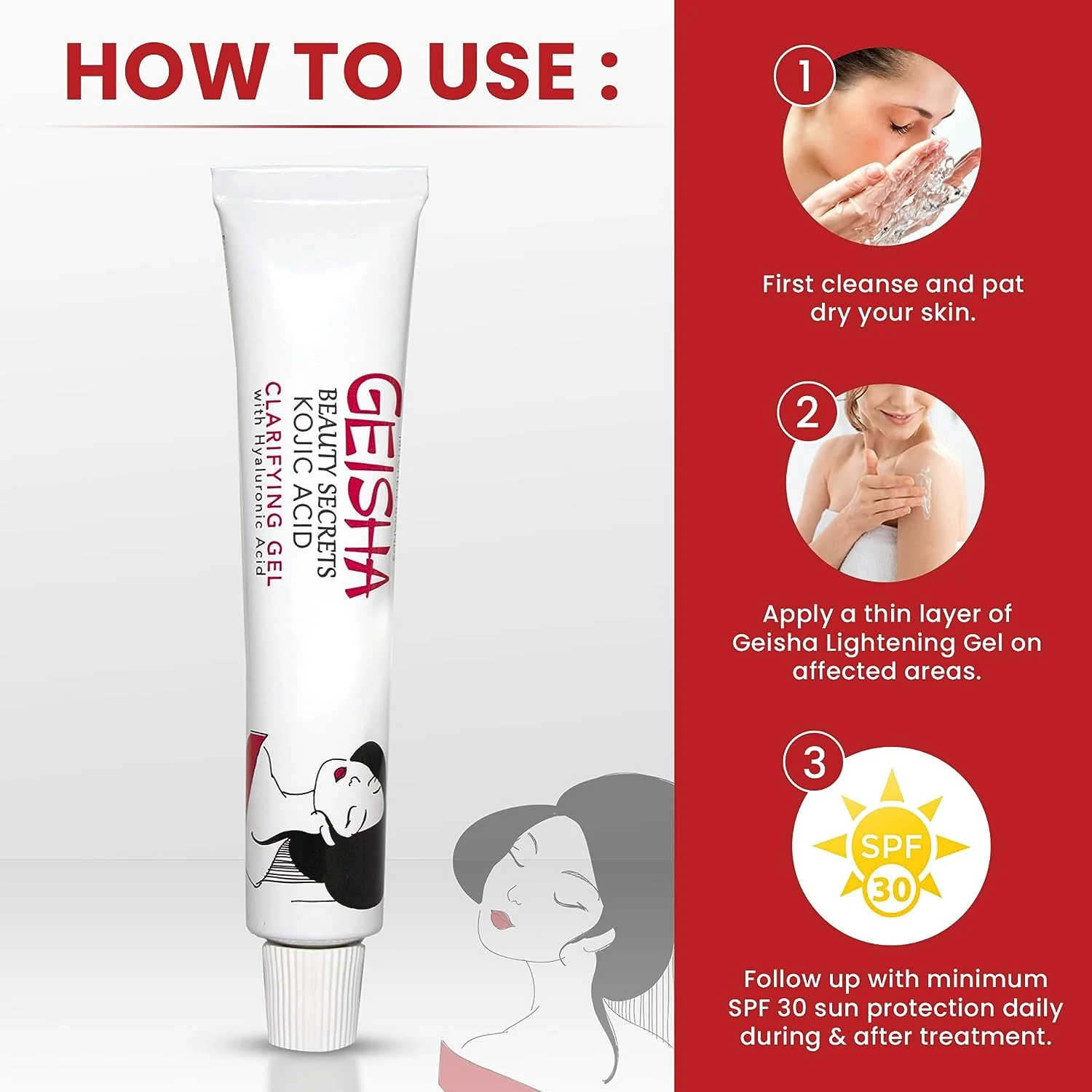 Geisha Clarifying Gel with Kojic Acid & Hyaluronic Acid 30g - Image 5
