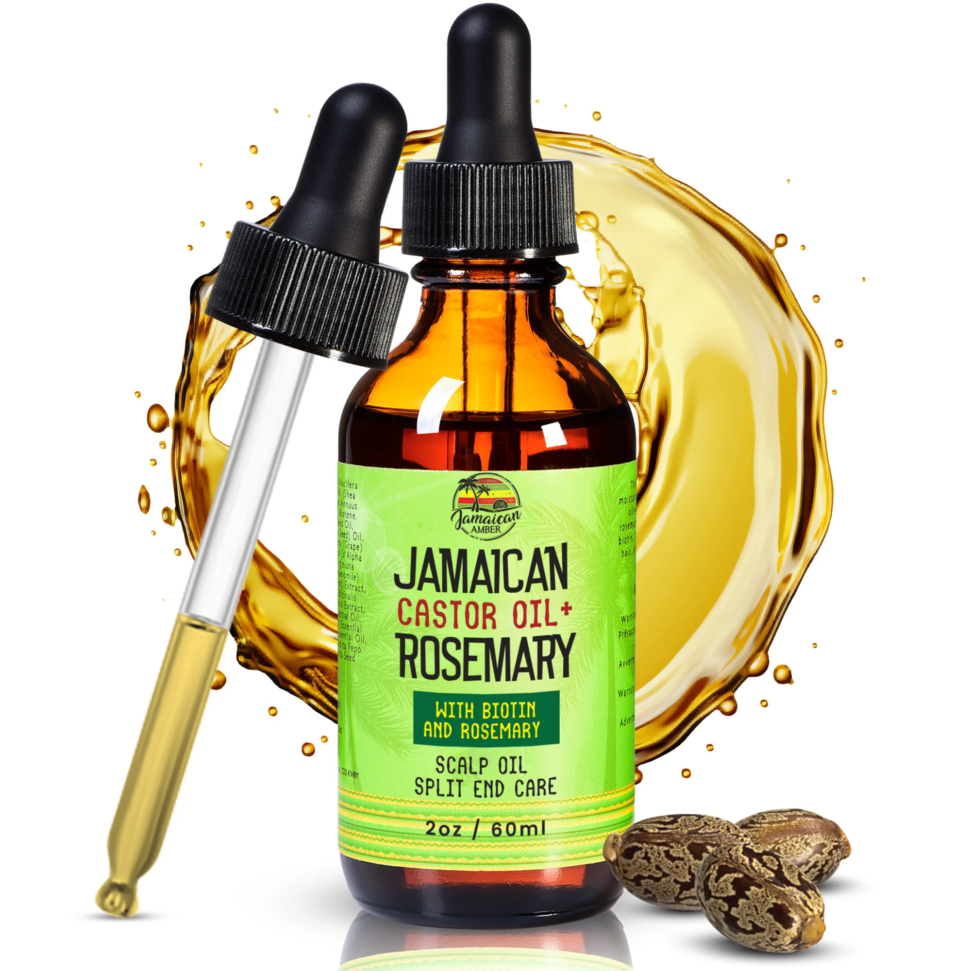 Jamaican Amber Jamaican Castor Oil & Rosemary Hair Oil  2 oz/60 ml - Image 4