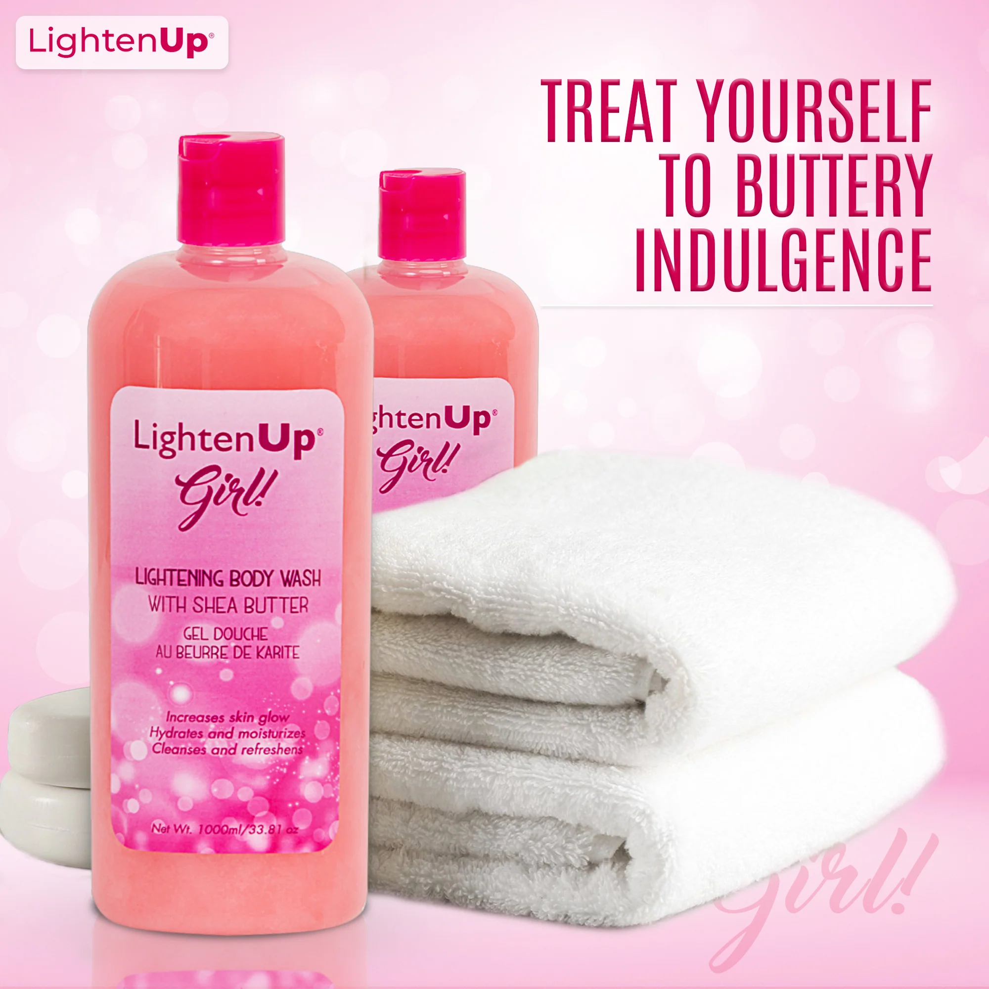 LightenUp Girl! Brightening Body Wash with Shea Butter - 1000ml / 33.81 Oz - Image 4