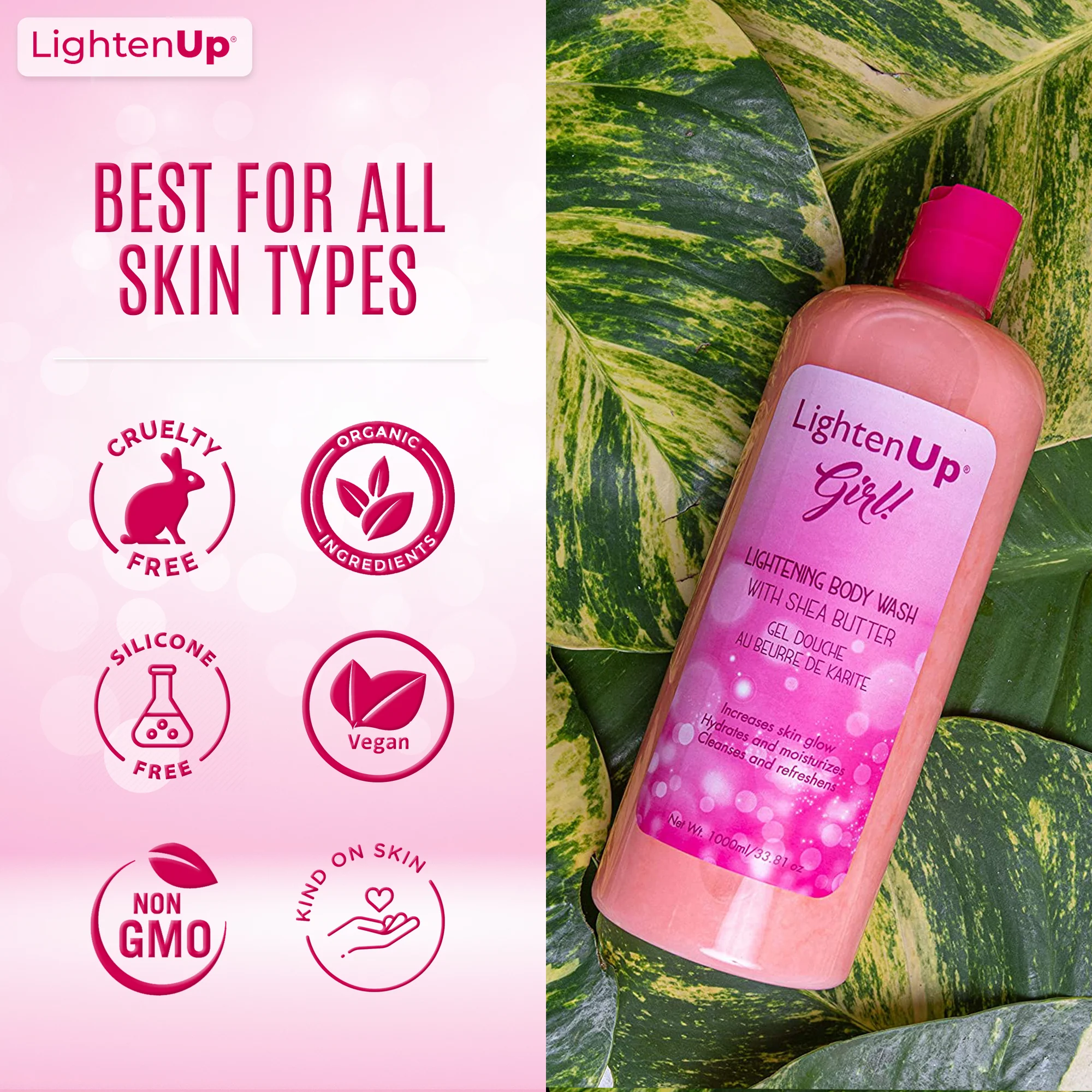 LightenUp Girl! Brightening Body Wash with Shea Butter - 1000ml / 33.81 Oz - Image 6