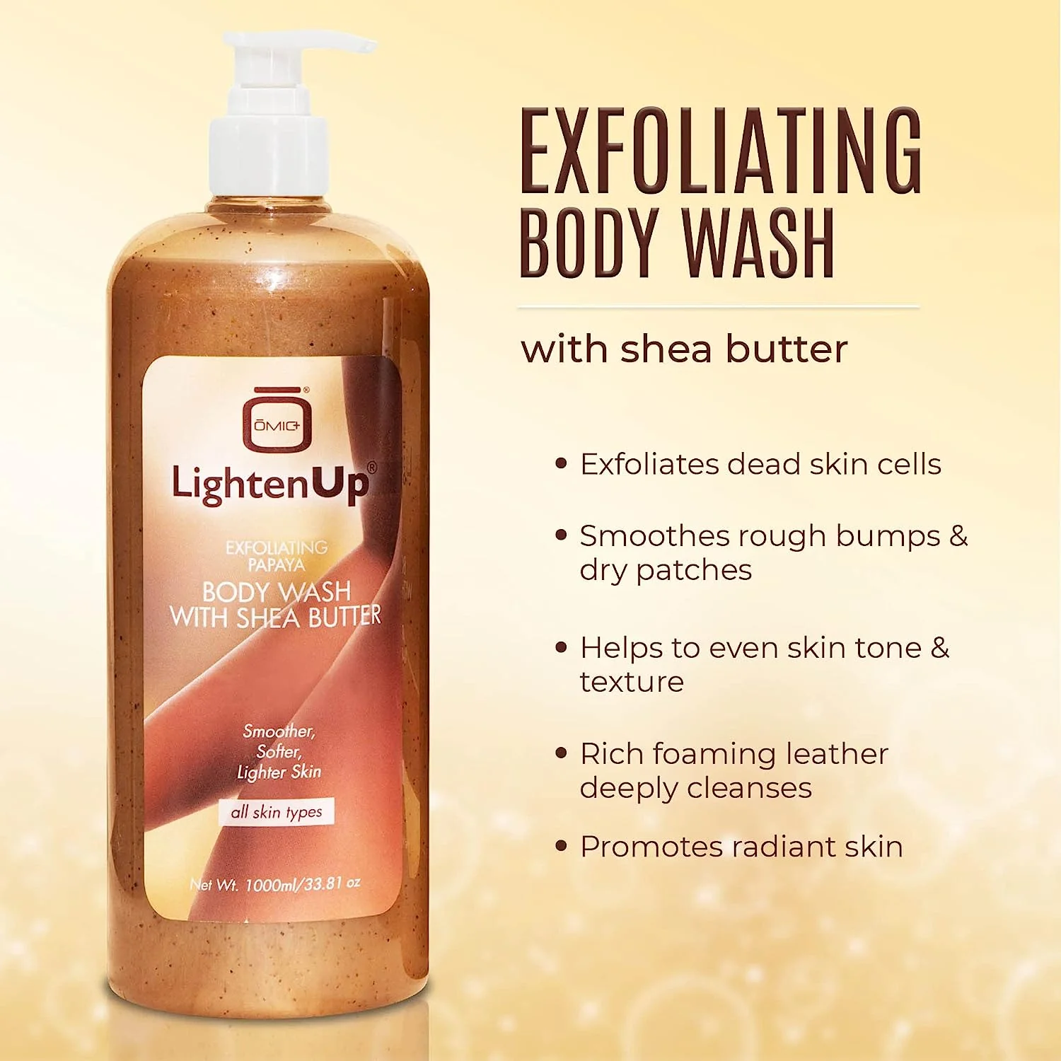 LightenUp Plus Exfoliating Papaya Body Wash With Shea Butter 1000ml / 33.81 fl oz - Image 3