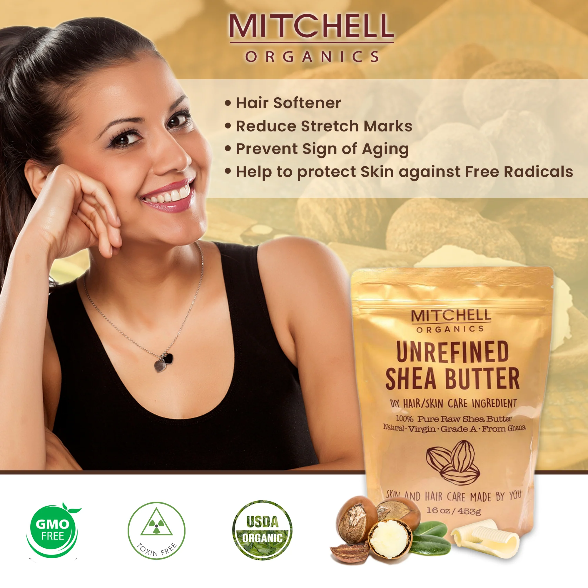 Mitchell Organics Unrefined Shea Butter Bar 16oz - Image 3
