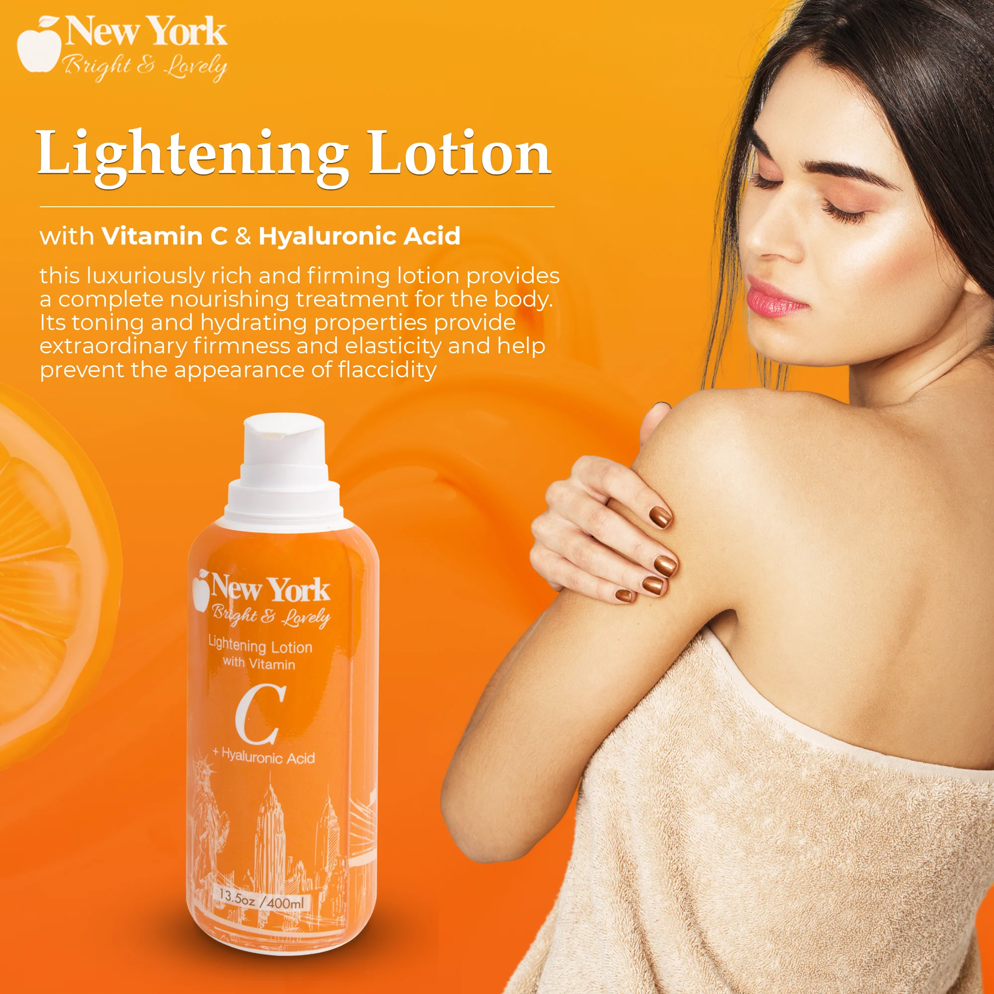 New York Bright & Lovely Brightening Lotion w Vitamin C and Hyaluronic Acid - 400ml / 13.5 Oz - Image 3