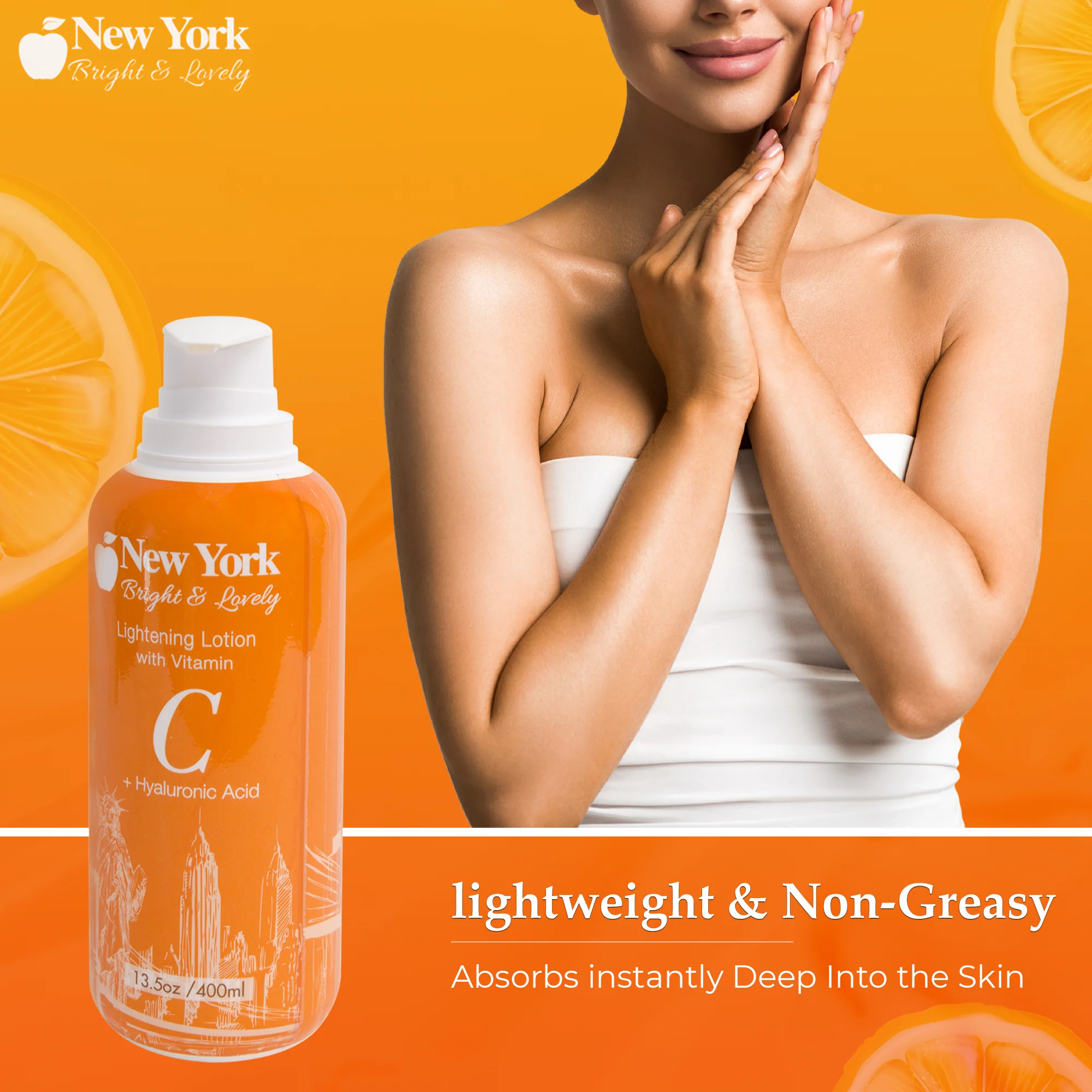 New York Bright & Lovely Brightening Lotion w Vitamin C and Hyaluronic Acid - 400ml / 13.5 Oz - Image 5