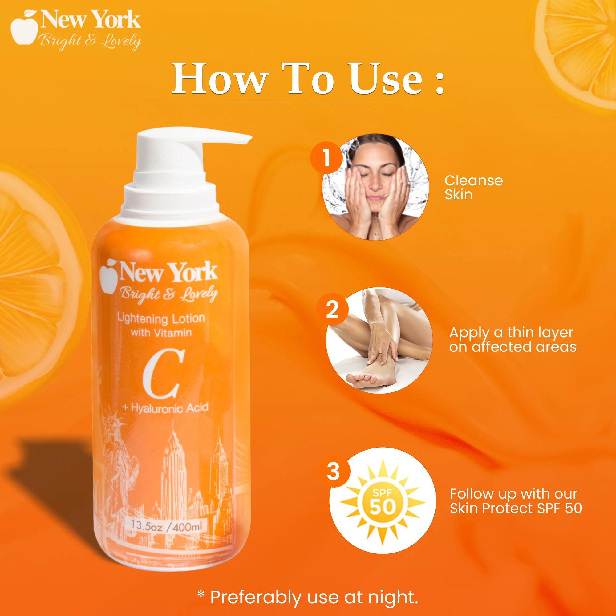 New York Bright & Lovely Brightening Lotion w Vitamin C and Hyaluronic Acid - 400ml / 13.5 Oz - Image 6