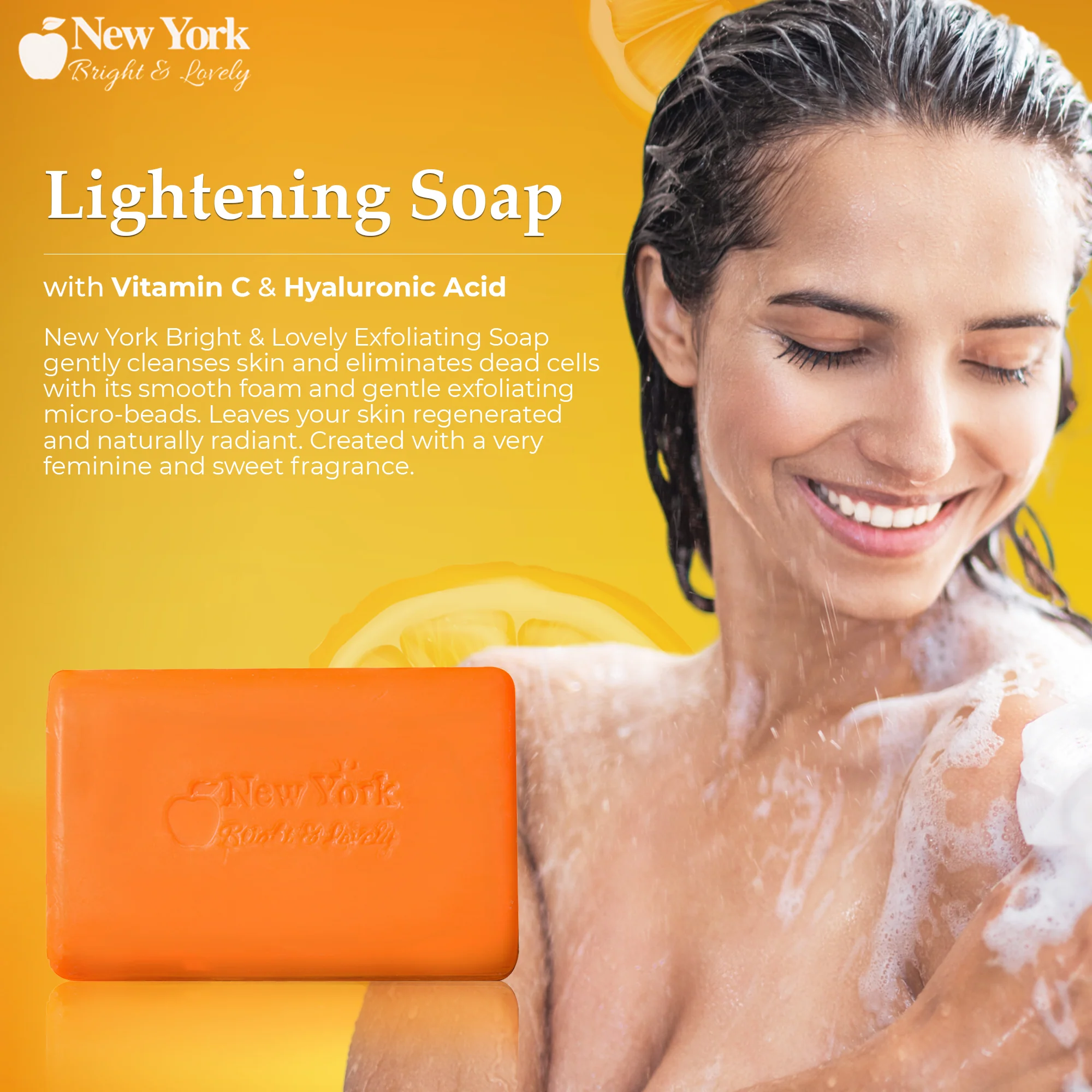 New York Bright & Lovely Brightening Soap with Vitamin C and Hyaluronic Acid - 200g / 7 Oz - Image 3