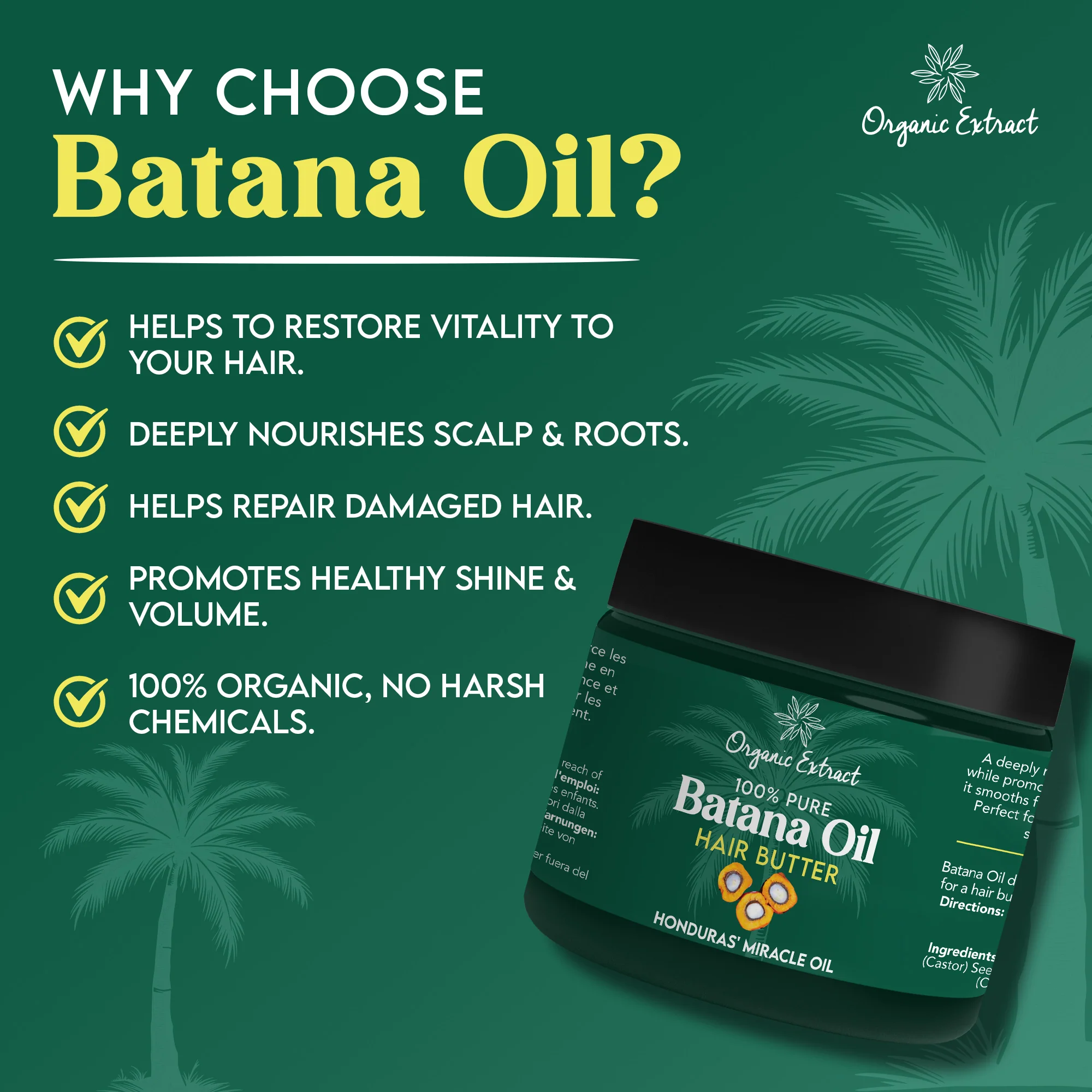 Organic Extract Batana Oil Hair Butter 4 oz / 118ml - Image 5