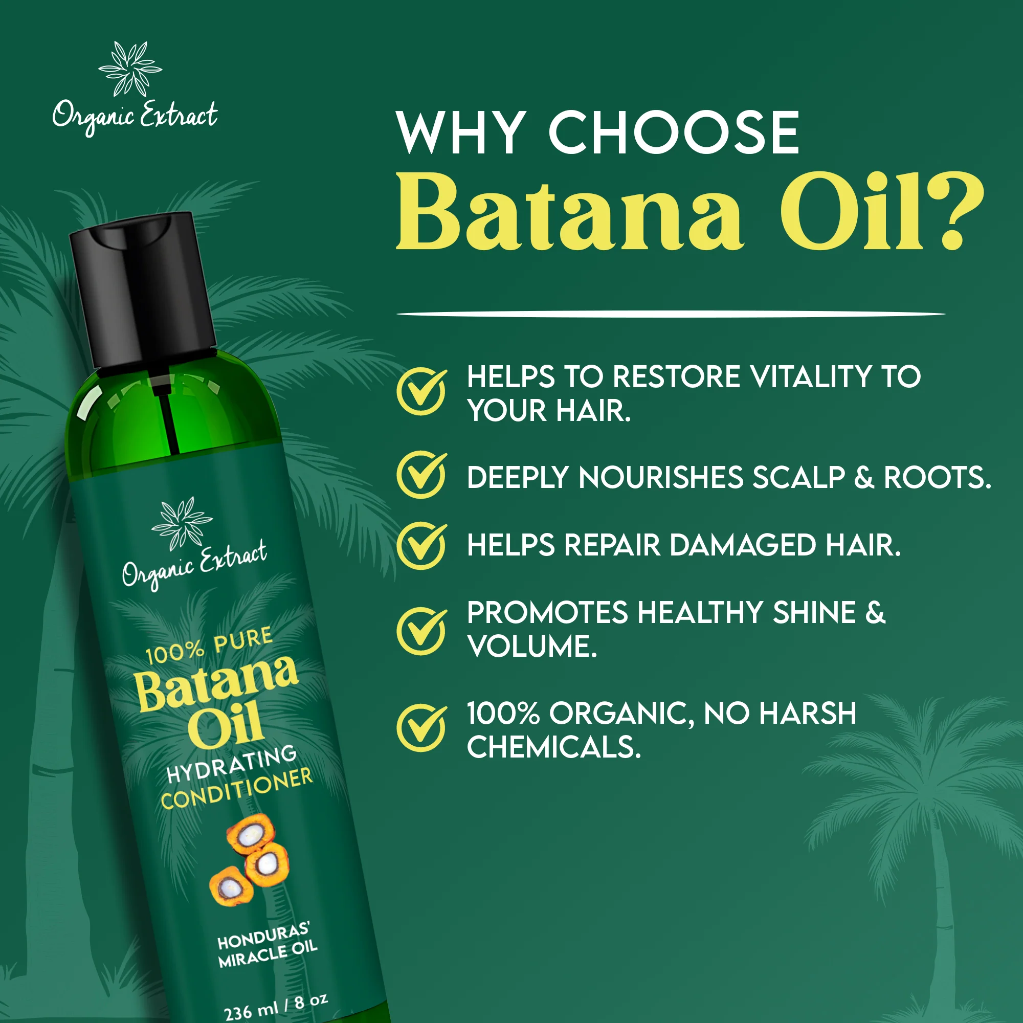 Organic Extract Batana Oil Hair Conditioner 8 oz/ 236ml - Image 5