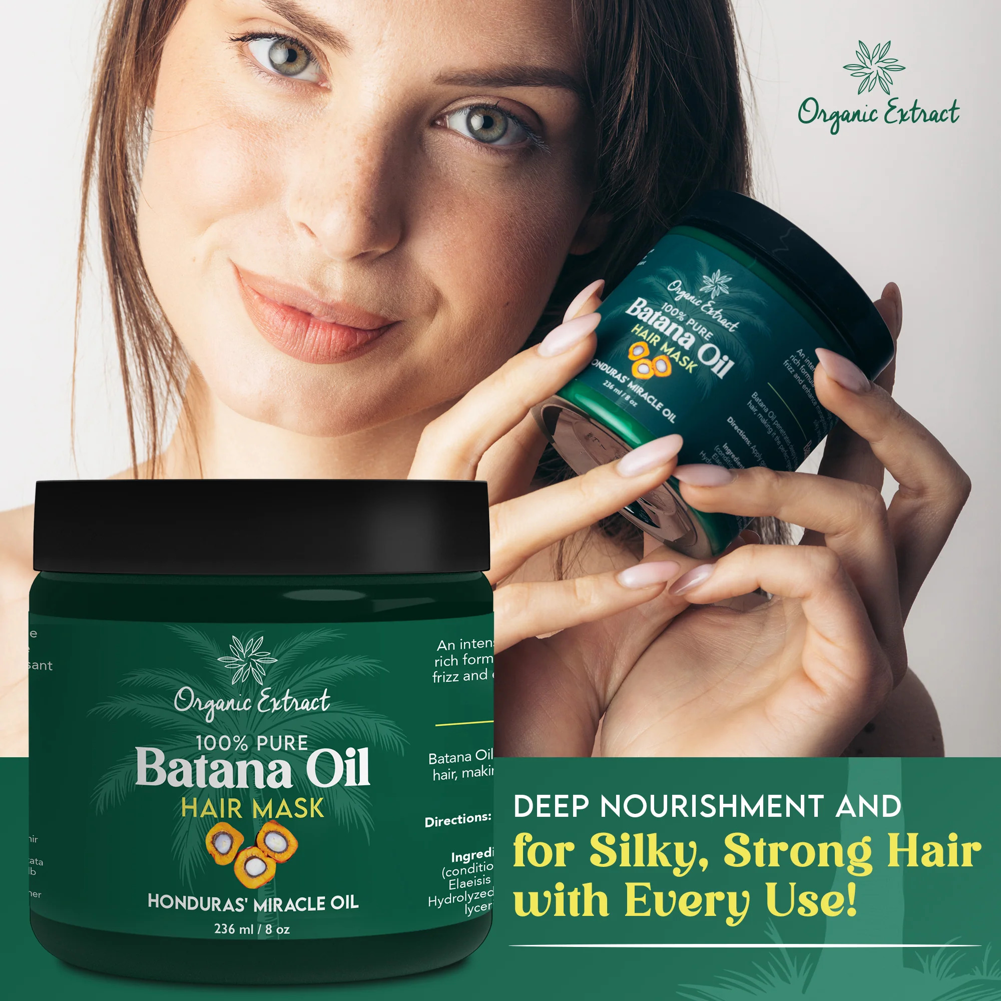 Organic Extract Batana Oil Hair Mask (Deep Conditioner) 8 oz/236ml - Image 3