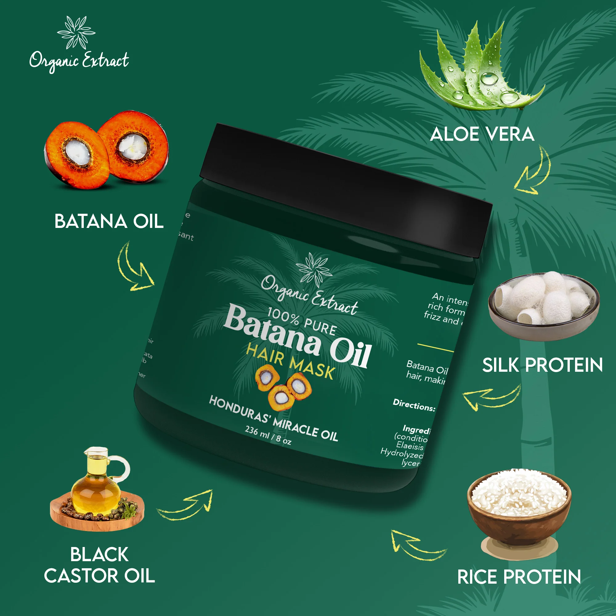 Organic Extract Batana Oil Hair Mask (Deep Conditioner) 8 oz/236ml - Image 4