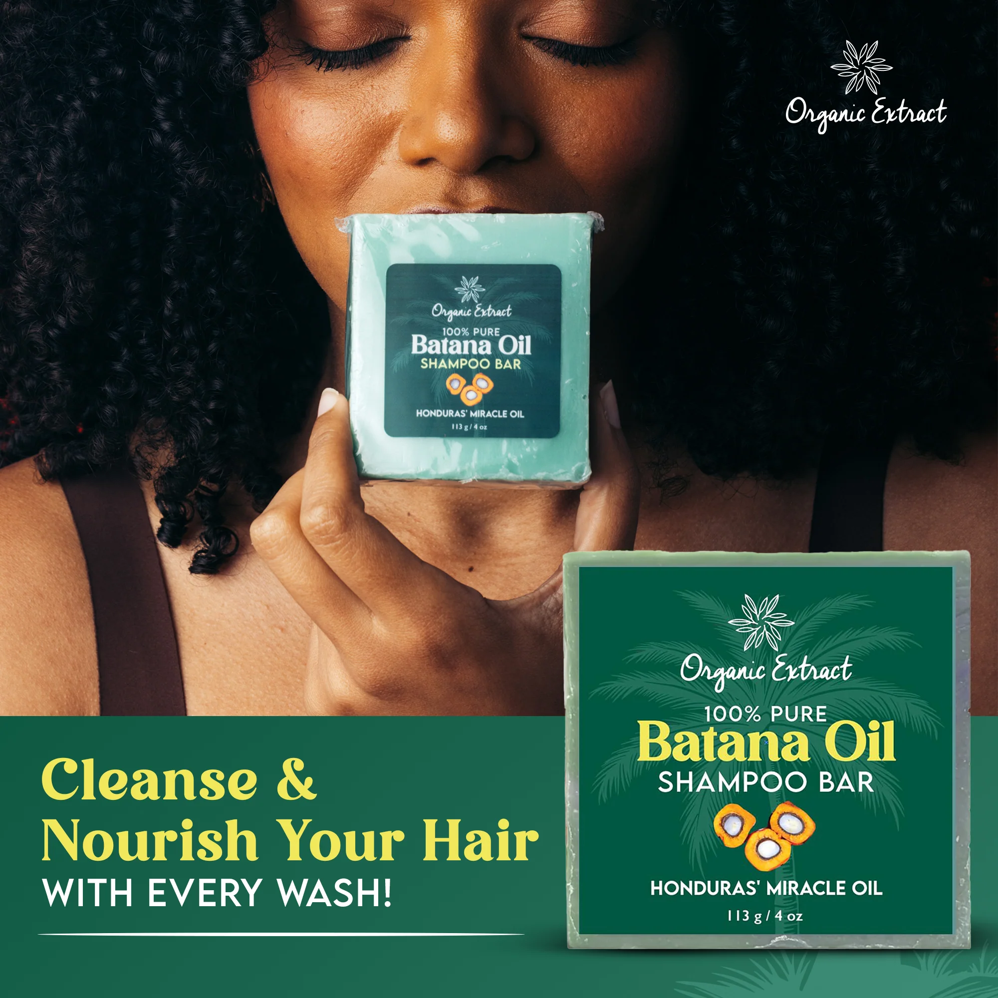 Organic Extract Batana Oil Hair Growth Shampoo Bar 4 oz/ 118ml - Image 3