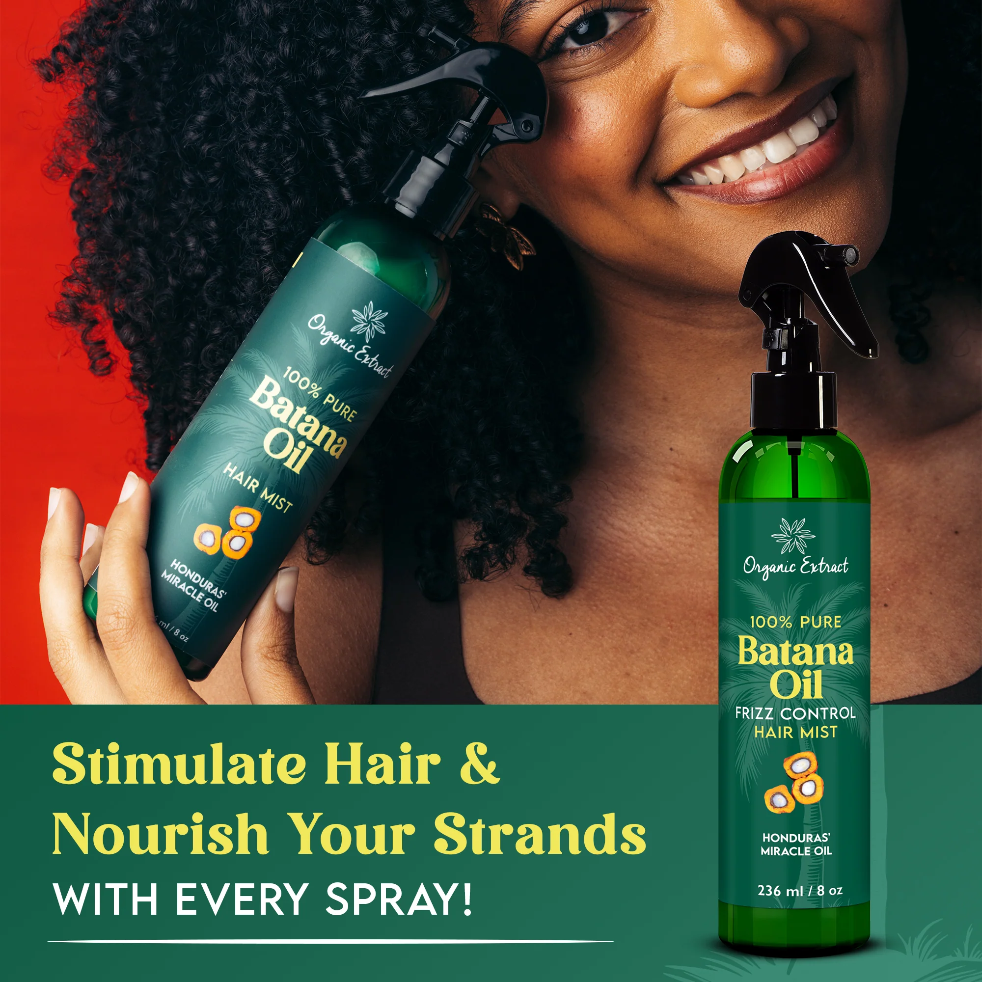 Organic Extract Batana Oil Stimulating Leave in Hair Growth Mist 8 oz / 236ml - Image 3