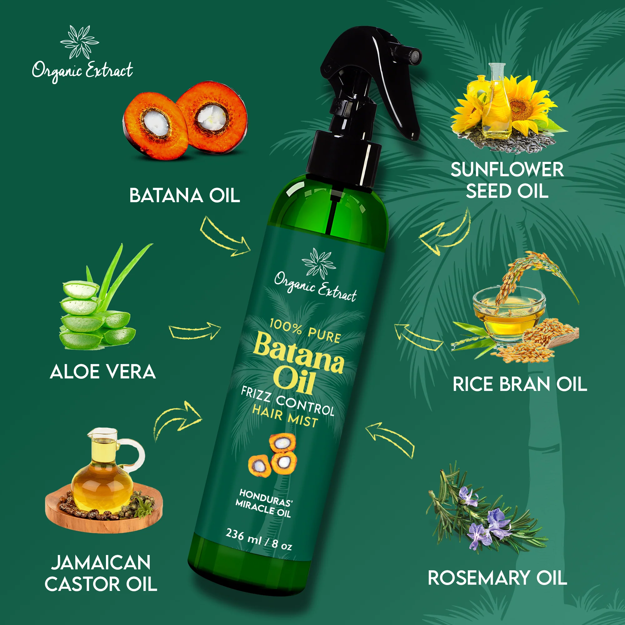 Organic Extract Batana Oil Stimulating Leave in Hair Growth Mist 8 oz / 236ml - Image 4