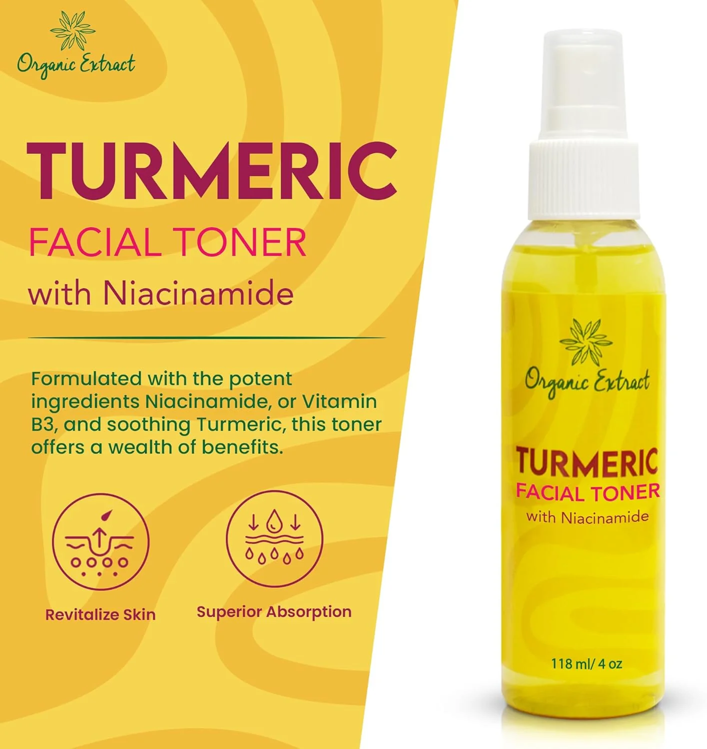 Organic Extract Turmeric Facial Toner 4 oz/118 ml - Image 3