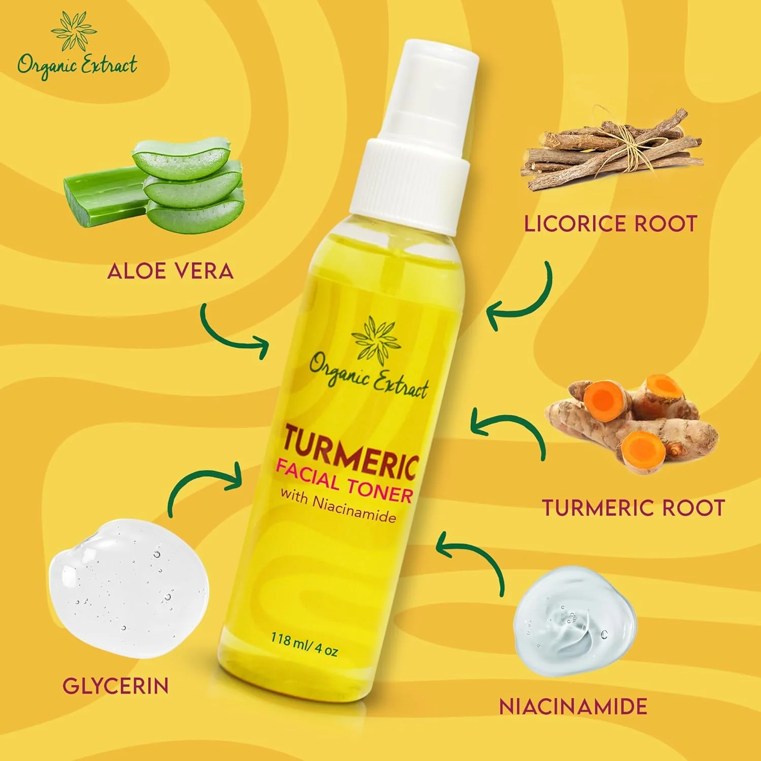 Organic Extract Turmeric Facial Toner 4 oz/118 ml - Image 5