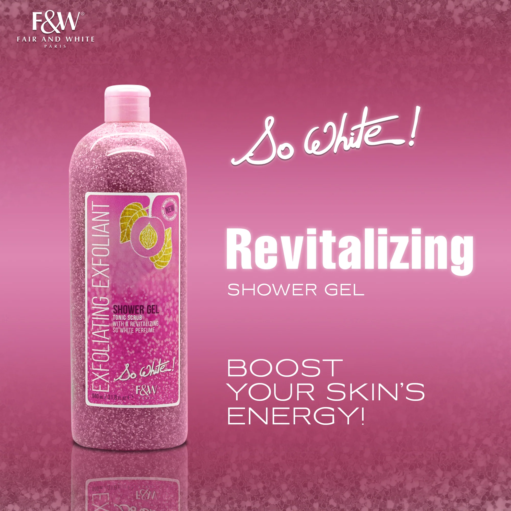 Fair And White So White Exfoliating Shower Gel With Tonic Scrub 940ml / 31.8 fl oz - Image 3