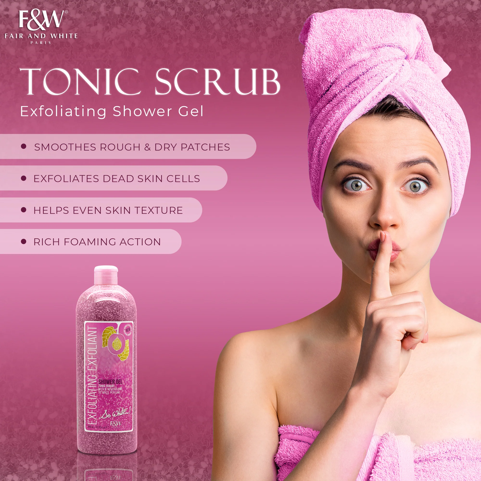 Fair And White So White Exfoliating Shower Gel With Tonic Scrub 940ml / 31.8 fl oz - Image 4