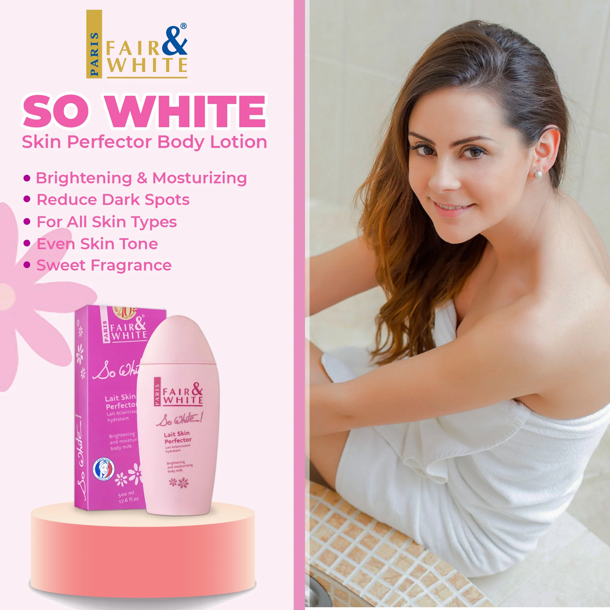 Fair And White So White Moisturizing Body Lotion With Almond Oil 500ml / 17.6 fl oz - Image 5